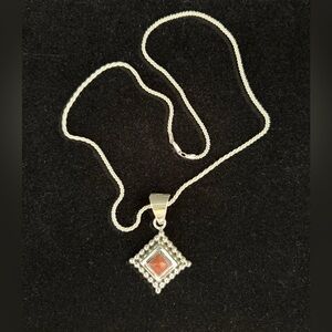 Sterling Silver 925 Shaped Pendant & Necklace.